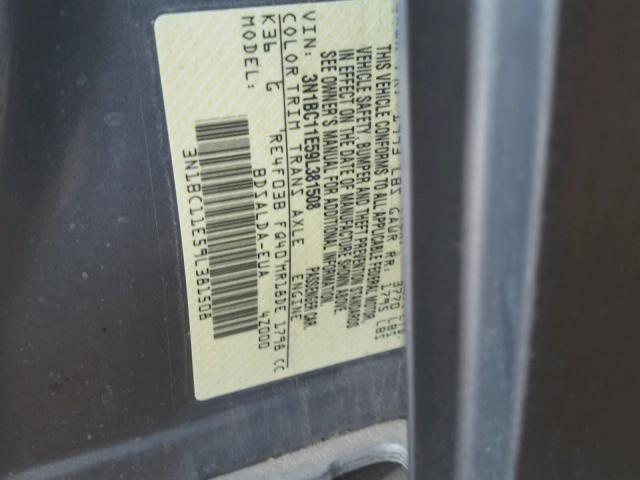 3N1BC11E59L381508 - 2009 NISSAN VERSA S GRAY photo 10