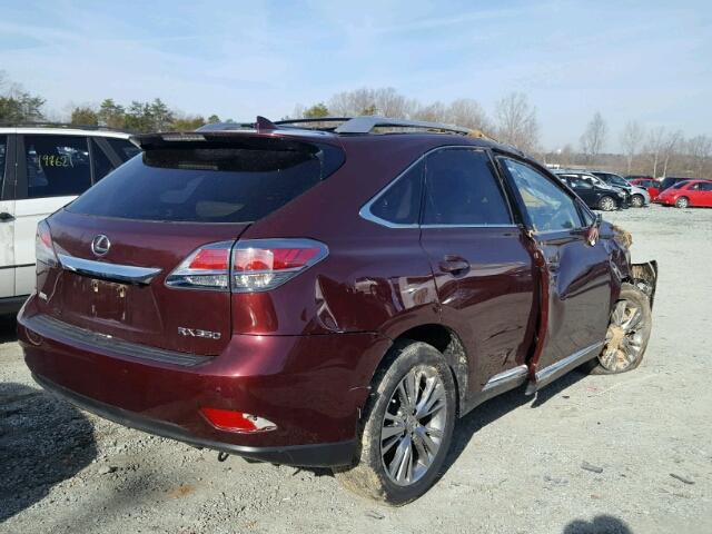 JTJZK1BA2E2011944 - 2014 LEXUS RX 350 BURGUNDY photo 4