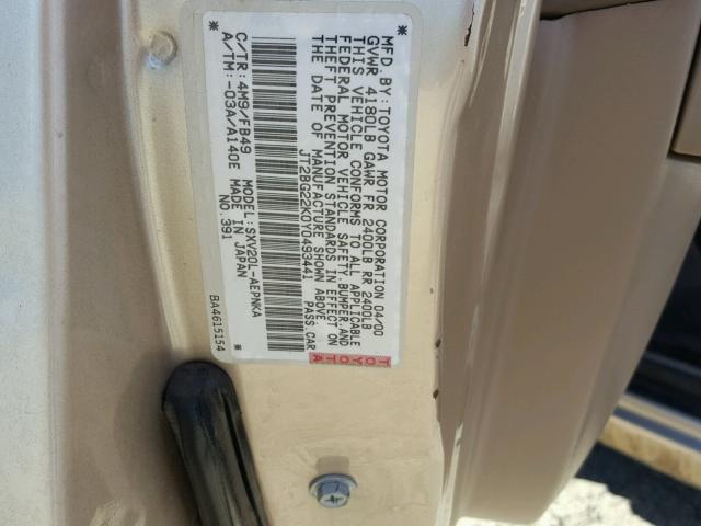 JT2BG22K0Y0493441 - 2000 TOYOTA CAMRY CE TAN photo 10