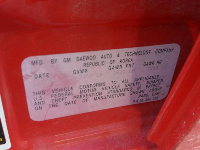 KL1TJ52664B193149 - 2004 CHEVROLET AVEO LS RED photo 10