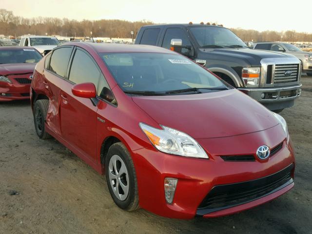 JTDKN3DU2D0337378 - 2013 TOYOTA PRIUS RED photo 1