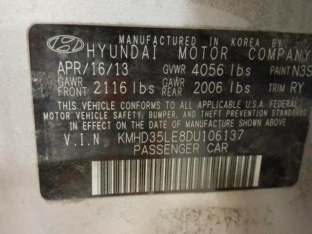 KMHD35LE8DU106137 - 2013 HYUNDAI ELANTRA GT GRAY photo 10