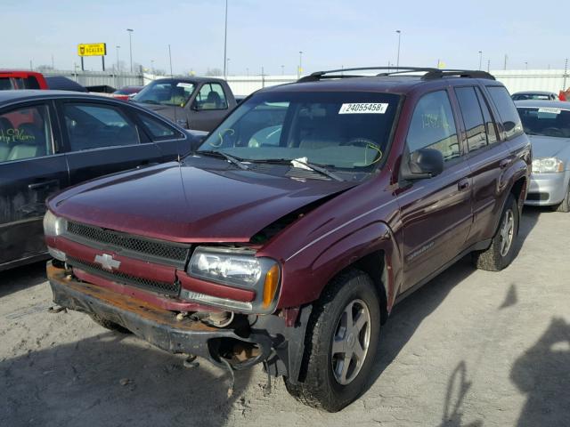 1GNDT13S742393184 - 2004 CHEVROLET TRAILBLAZE MAROON photo 2