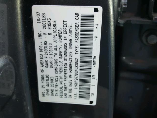 1HGCP26798A032042 - 2008 HONDA ACCORD EX GRAY photo 10