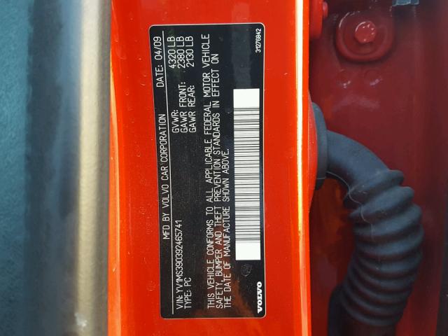 YV1MS390392465741 - 2009 VOLVO S40 2.4I RED photo 10