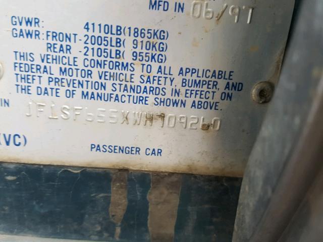 JF1SF655XWH709260 - 1998 SUBARU FORESTER S GREEN photo 10