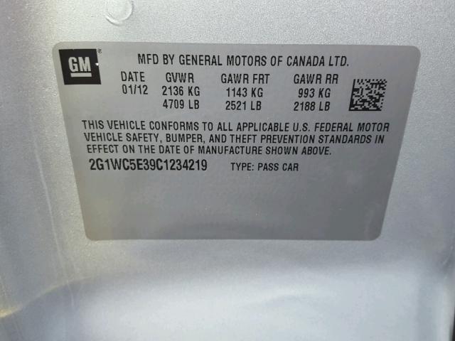 2G1WC5E39C1234219 - 2012 CHEVROLET IMPALA LTZ SILVER photo 10