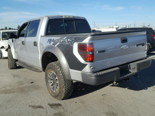 1FTFW1R6XCFA72606 - 2012 FORD F150 SVT R SILVER photo 3