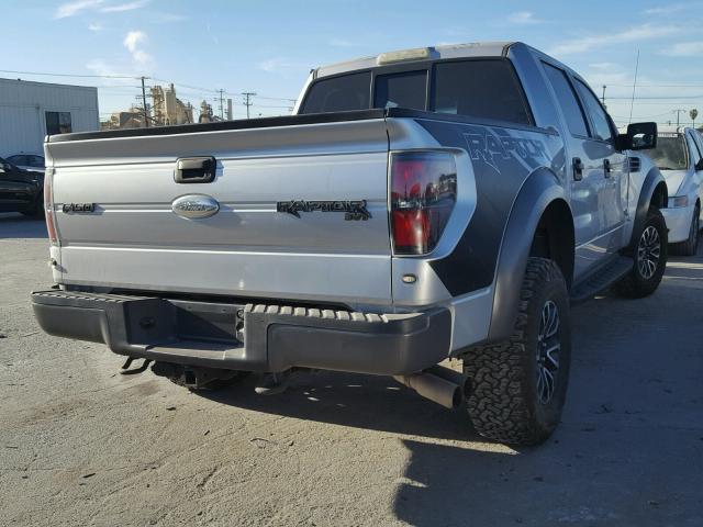 1FTFW1R6XCFA72606 - 2012 FORD F150 SVT R SILVER photo 4