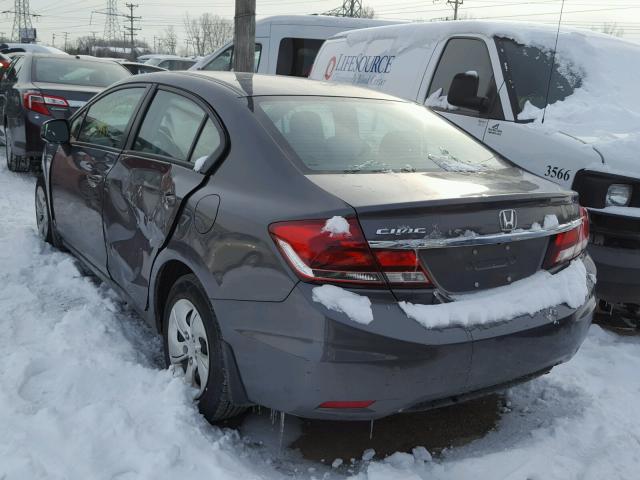 2HGFB2F55DH562997 - 2013 HONDA CIVIC LX GRAY photo 3