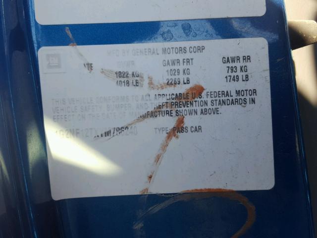 1G2NF12TXYM786240 - 2000 PONTIAC GRAND AM S ლურჯი ფოტო 10