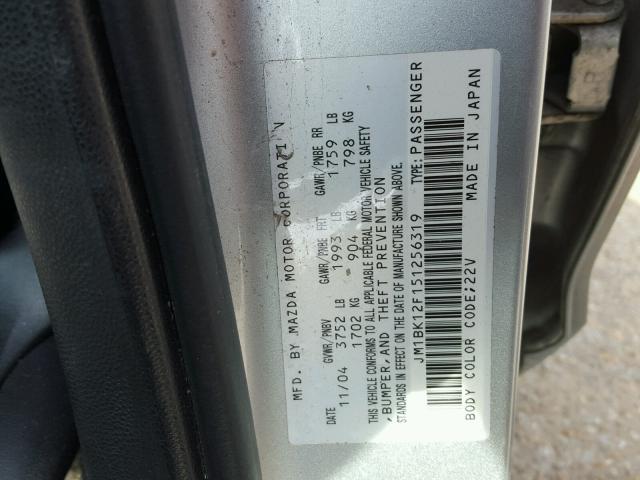 JM1BK12F151256319 - 2005 MAZDA 3 I SILVER photo 10