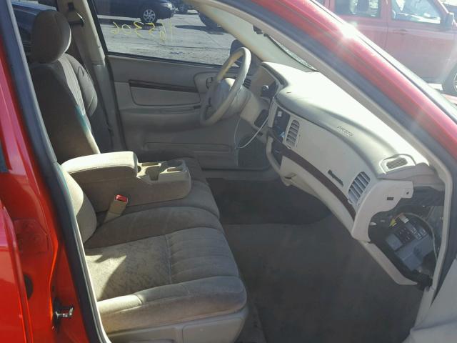 2G1WF55E519102405 - 2001 CHEVROLET IMPALA RED photo 5