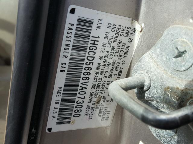 1HGCD5666VA073080 - 1997 HONDA ACCORD EX BLUE photo 10