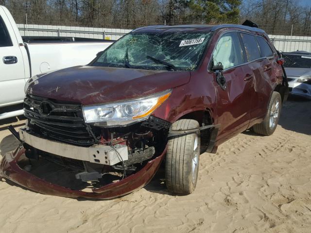 5TDYKRFH1FS038938 - 2015 TOYOTA HIGHLANDER BURGUNDY photo 2