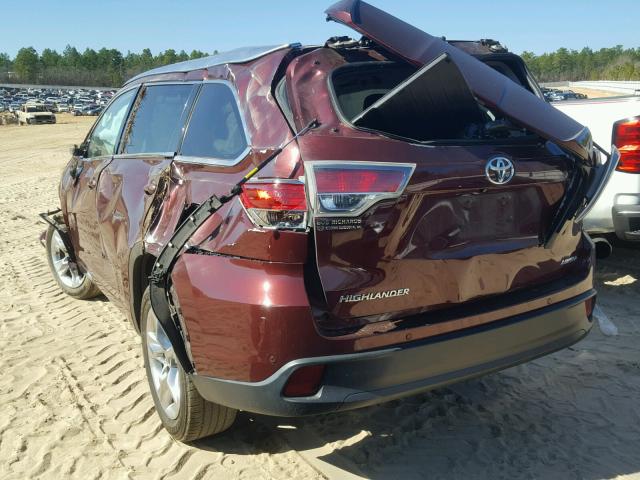 5TDYKRFH1FS038938 - 2015 TOYOTA HIGHLANDER BURGUNDY photo 3