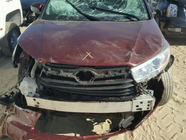 5TDYKRFH1FS038938 - 2015 TOYOTA HIGHLANDER BURGUNDY photo 7