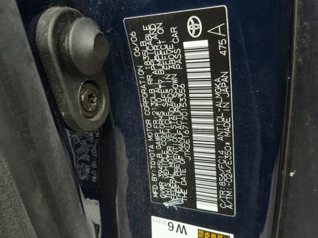 JTKDE167170153356 - 2007 TOYOTA SCION TC 蓝色 照片 10