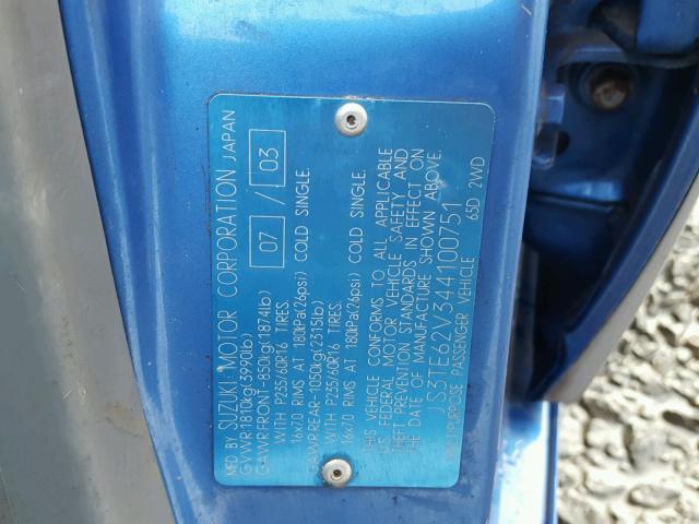 JS3TE62V344100751 - 2004 SUZUKI GRAND VITA BLUE photo 10