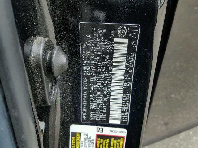 2T1BU4EE9AC433638 - 2010 TOYOTA COROLLA BA BLACK photo 10