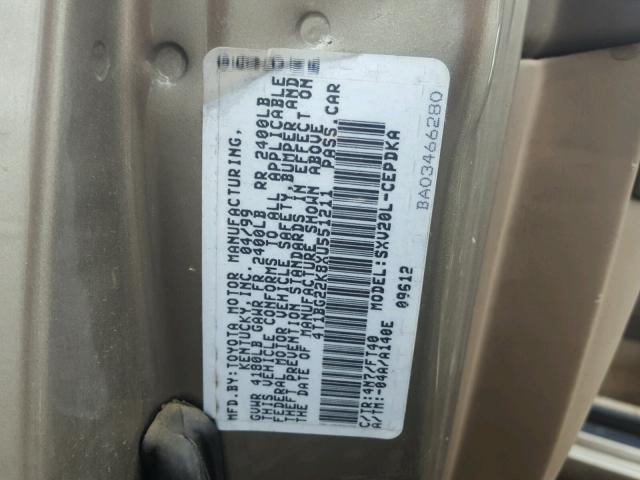 4T1BG22K8XU551211 - 1999 TOYOTA CAMRY CE BROWN photo 10