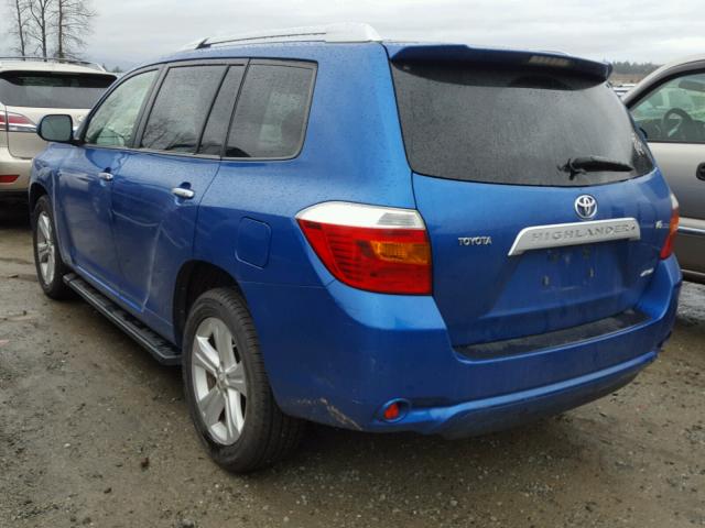 JTEES42A682012436 - 2008 TOYOTA HIGHLANDER BLUE photo 3