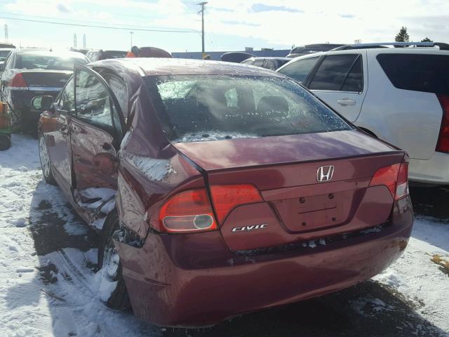 1HGFA16508L101311 - 2008 HONDA CIVIC LX BURGUNDY photo 3