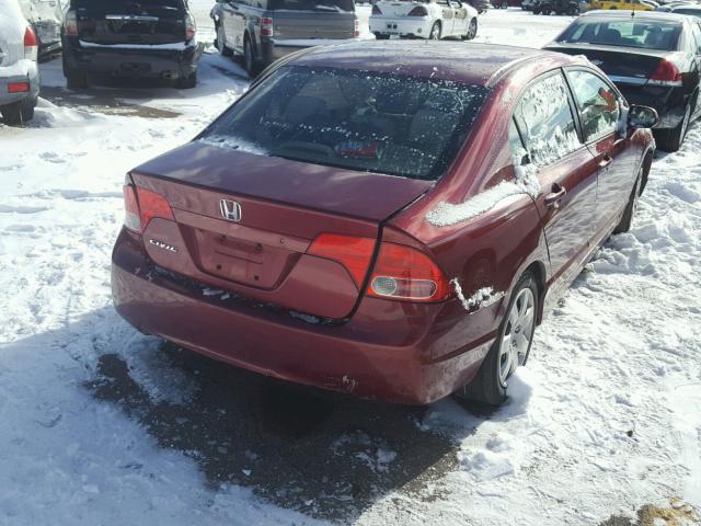 1HGFA16508L101311 - 2008 HONDA CIVIC LX BURGUNDY photo 4