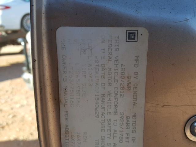 2GTEK19K0P1540229 - 1993 GMC SIERRA K15 GOLD photo 10