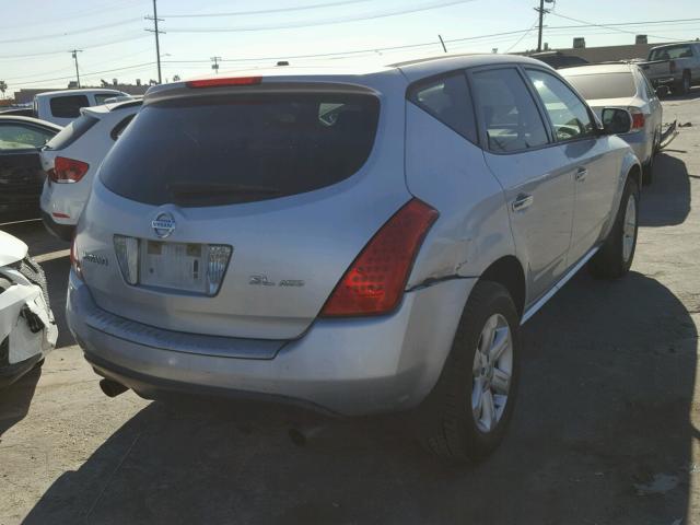 JN8AZ08W36W516799 - 2006 NISSAN MURANO SL SILVER photo 4