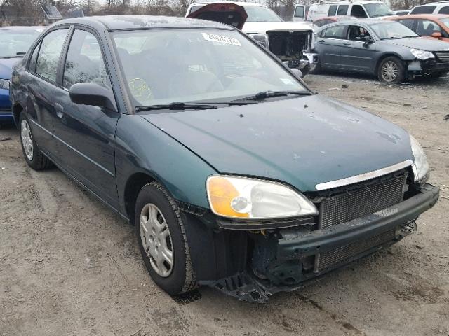 2HGES16501H603571 - 2001 HONDA CIVIC LX GREEN photo 1