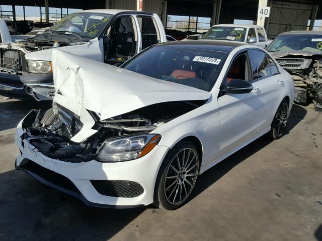 55SWF4JB8HU224905 - 2017 MERCEDES-BENZ C 300 WHITE photo 2