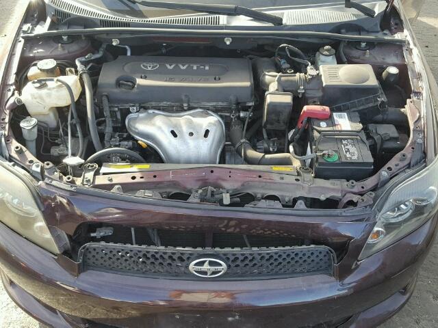 JTKDE167080234804 - 2008 TOYOTA SCION TC BURGUNDY photo 7