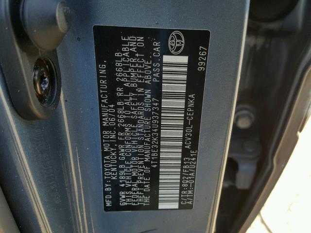 4T1BE32K34U937347 - 2004 TOYOTA CAMRY LE BLUE photo 10