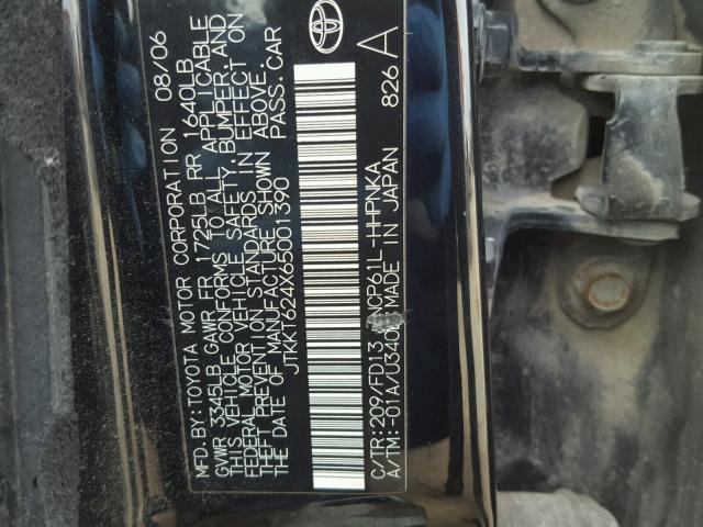 JTKKT624X65001390 - 2006 TOYOTA SCION XA BLACK photo 10
