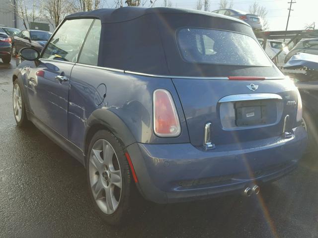 WMWRH33595TF84042 - 2005 MINI COOPER S BLUE photo 3