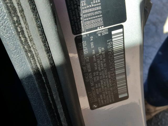 WBADS43452GD86961 - 2002 BMW 525 IT AUT SILVER photo 10