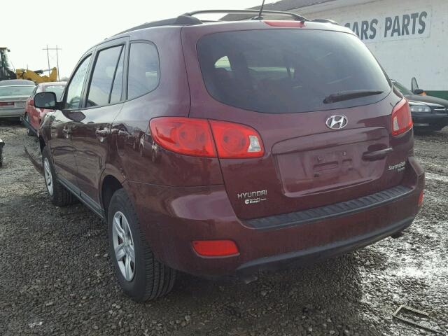 5NMSG73DX9H231819 - 2009 HYUNDAI SANTA FE G MAROON photo 3