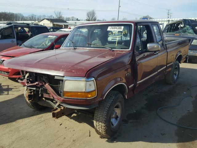 1FTEX15Y6NKA42318 - 1992 FORD F150 BURGUNDY photo 2