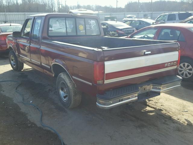 1FTEX15Y6NKA42318 - 1992 FORD F150 BURGUNDY photo 3