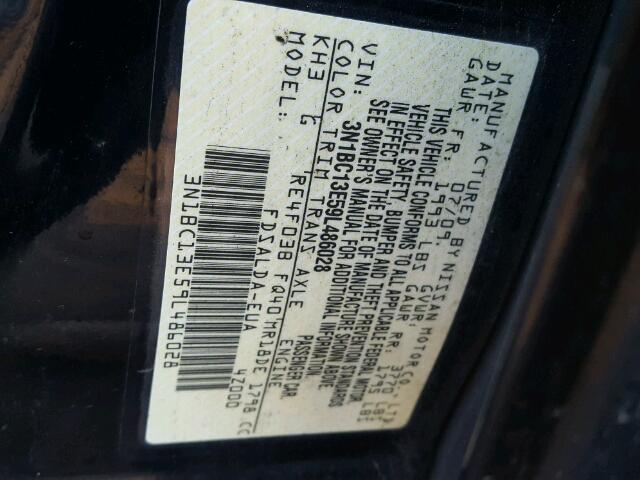 3N1BC13E59L486028 - 2009 NISSAN VERSA S BLACK photo 10