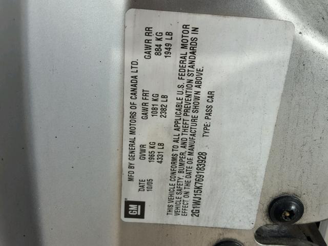 2G1WJ15K769183928 - 2006 CHEVROLET MONTE CARL 灰色 照片 10