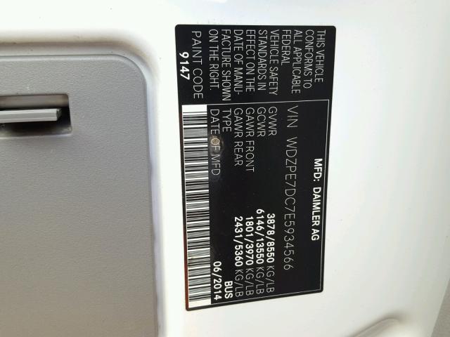 WDZPE7DC7E5934566 - 2014 MERCEDES-BENZ SPRINTER 2 白色 照片 10