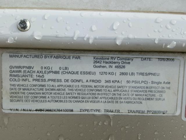 4YDT2802X76410008 - 2007 KEYSTONE PASSPORT WHITE photo 10