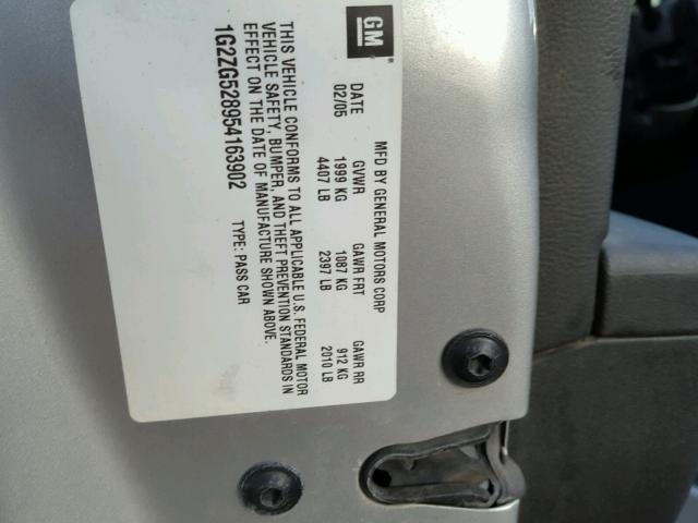 1G2ZG528954163902 - 2005 PONTIAC G6 GRAY photo 10