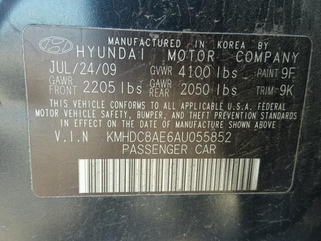 KMHDC8AE6AU055852 - 2010 HYUNDAI ELANTRA TO BLACK photo 10