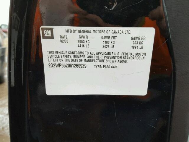 2G2WP552061260929 - 2006 PONTIAC GRAND PRIX BLACK photo 10