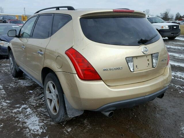 JN8AZ08W33W235601 - 2003 NISSAN MURANO SL GOLD photo 3