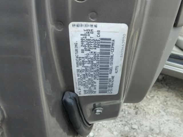 4T1BG28K4YU624941 - 2000 TOYOTA CAMRY CE GRAY photo 10