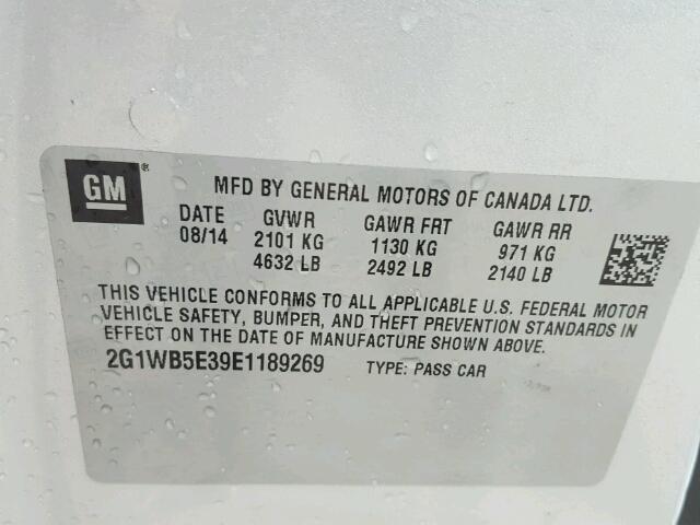 2G1WB5E39E1189269 - 2014 CHEVROLET IMPALA LIM SILVER photo 10